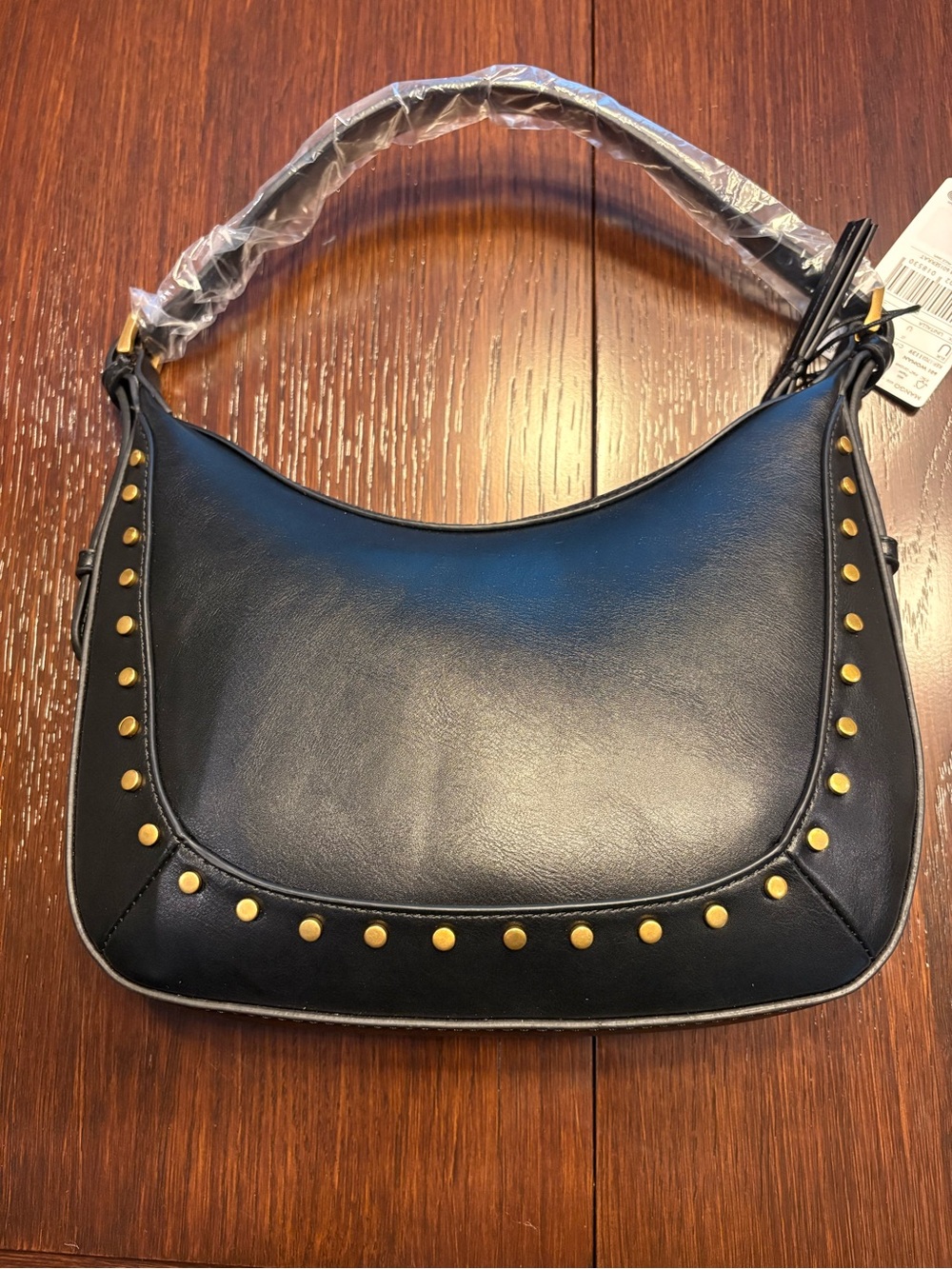 Mango Black Shoulder Bag with Gold Studs